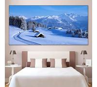 ZHUOYA 1 affiche sur toile, art moderne, cabane forestière enneigée et glacée pour chambre, salon, couloir, décoration murale (50 x 100 cm, sans cadre)