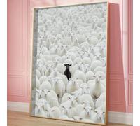 ZHUOYA 1 affiche sur toile « Mouton Noir », style Art déco classique et rétro, décoration murale, œuvre d'art peinte, affiche de décoration intérieure, cadre interne 20 x 30 cm