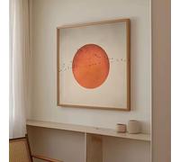 ZHUOYA 1 tableau minimaliste de style japonais représentant une lune de sang et des oiseaux, impression carrée de paysage abstrait pour la décoration intérieure du salon (30x30cm/sans cadre)
