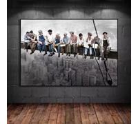 ZHUOYA 1932 Déjeuner au sommet d'un gratte-ciel Noir Blanc New York Ouvrier du bâtiment Photo emblématique Plaza Affiche Art mural Décoration murale 70x100cm Sans cadre
