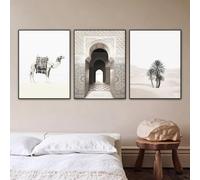 ZHUOYA 3 pièces affiche chameau marocain porte mur art palmiers dans le désert du Sahara paysage toile peintures impressions photos pour la maison 60x90 cm x 3 sans cadre