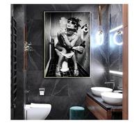 ZHUOYA Affiche abstraite en noir et blanc, peinture sur toile, beauté féminine, toilettes, pub, bar, décoration d'intérieur, affiche murale, 60 x 90 cm, sans cadre