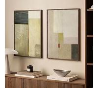 ZHUOYA Affiche abstraite moderne imprimée, style géométrique vert, tableau sur toile pour la décoration de la maison et du salon (20 x 30 x 2 cm/cadre)