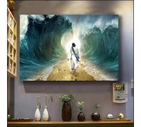 ZHUOYA Affiche abstraite représentant Jésus marchant sur l'eau, impression sur toile, art mural inspirant, main de Jésus, décoration de salon, 20 x 30 cm, cadre interne