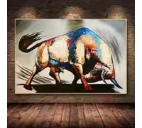ZHUOYA Affiche aquarelle abstraite représentant un combat de taureaux en colère, motivation pour entrepreneur, art mural, peinture sur toile, décoration d'intérieur, 80 x 120 cm, sans cadre