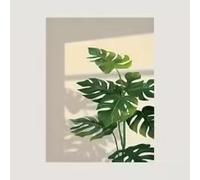 ZHUOYA Affiche botanique feuille de Monstera tropicale - Impression sur toile d'art classique moderne, vert vibrant, décoration murale pour chambre (30x50cm/cadre intérieur)