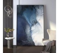 ZHUOYA Affiche d'art abstrait bleu foncé nordique moderne, peinture sur toile scandinave pour salon, couloir, décoration murale, 60 x 90 cm, sans cadre