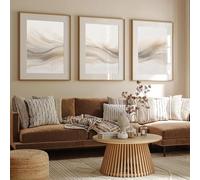 ZHUOYA Affiche d'art abstrait neutre, coups de pinceau modernes et minimalistes, peinture sur toile nordique, tableau mural, décoration intérieure de pièce, 40x60cm x 3, sans cadre