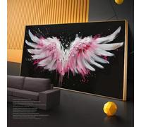 ZHUOYA Affiche d'art de luxe abstraite avec ailes d'ange bleues, impression romantique rose, grande taille, peinture sur toile, décoration d'intérieur moderne, 20 x 30 cm, sans cadre
