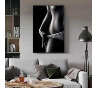 ZHUOYA Affiche de photographie HD de femme sexy en noir et blanc, peintures sur toile, images d'art mural pour décoration de salon (60 x 80 cm, sans cadre)