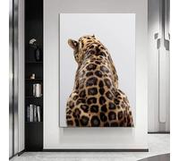 ZHUOYA Affiche de rugissement de léopard, art mural animalier minimaliste moderne, image de la faune, décoration de salon, chambre à coucher, impression sur toile 60 x 90 cm, sans cadre