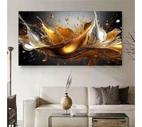 ZHUOYA Affiche décorative moderne sur toile « Écoulement de liquide dor頻 (50 x 70 cm/Toile tendue sur châssis) pour salon, chambre, couloir