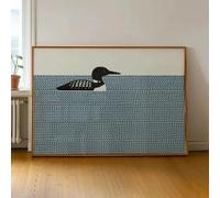 ZHUOYA Affiche d'oiseau nordique Plongeon huard, art mural abstrait scandinave, impression sur toile minimaliste, esthétique cottagecore de maison de lac (55x75cm/Toile tendue)