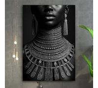 ZHUOYA Affiche en noir et blanc, portrait de bijoux tribaux africains, impression sur toile, style vintage moderne, décoration de chambre (30x50cm)