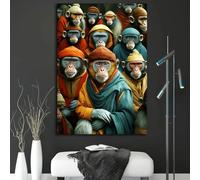 ZHUOYA Affiche et impression abstraites de singes habillés, portrait d'animal drôle, peinture sur toile, art mural nordique, décoration de salon (40 x 60 cm)