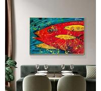 ZHUOYA Affiche et impressions abstraites de poissons colorés sur toile, peinture murale, images d'art pour salon d'enfant, décoration d'intérieur (60 x 90 cm)