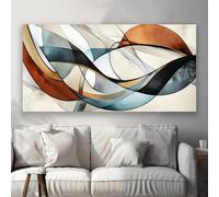 ZHUOYA Affiche et impressions abstraites de ruban géométrique vert et marron, peinture sur toile, art mural pour la décoration de la maison du salon 65x130 cm sans cadre