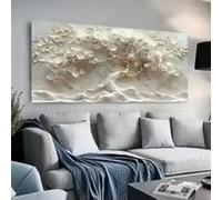 ZHUOYA Affiche et impressions d'arbre à fleurs blanches dorées, peinture sur toile abstraite, images d'art mural pour salon, décoration d'intérieur, affiche 80 x 120 cm, cadre interne