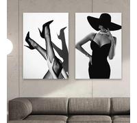 ZHUOYA Affiche femme en noir et blanc, style vintage, impression de luxe, décoration murale élégante pour chambre moderne (21 x 30 x 2 cm/sans cadre)