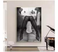 ZHUOYA Affiche « Lire le journal aux toilettes » en noir et blanc, photographie de femmes, peinture sur toile, art mural, images pour salon, 30 x 50 cm, cadre interne