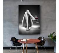 ZHUOYA Affiche moderne en noir et blanc représentant une femme, impression sur toile, superbe décoration murale, pour salle de bain, bureau, salon, 80 x 120 cm, sans cadre