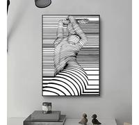 ZHUOYA Affiche murale abstraite moderne en noir et blanc avec femme, impression sur toile HD, décoration pour la maison, le salon, le couloir (70 x 90 cm, sans cadre)