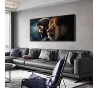ZHUOYA Affiche murale représentant le Christ et le visage du lion, impression sur toile abstraite, image d'animal pour une décoration de salon moderne (40x60cm)