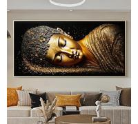 ZHUOYA Affiche murale rétro classique représentant un Bouddha doré couché, imprimée sur toile grand format HD (70 x 110 cm), idéale pour la décoration de votre salon ou chambre à coucher.