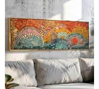 ZHUOYA Affiche panoramique géométrique vintage du milieu du siècle, style bohème moderne, impression sur toile, décoration murale, 30 x 60 cm, sans cadre