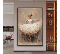 ZHUOYA Affiche peinte représentant une ballerine, impression sur toile, art mural ballerine, grande peinture esthétique moderne pour la décoration du salon (70 x 100 cm/toile tendue)