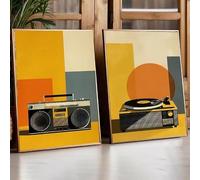 ZHUOYA Affiche/peinture sur toile représentant un tourne-disque vintage à cassettes, idéale pour décorer un salon (60 x 90 x 2 cm).