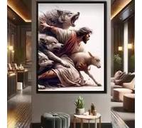 ZHUOYA Affiche religieuse sainte : Dieu, Jésus et le Saint-Esprit, Sacré-Cœur, Jésus le Berger, peinture sur toile, décoration de chambre (30 x 60 cm/toile tendue)