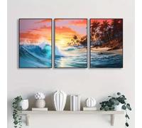 ZHUOYA Affiche sur toile avec paysage naturel de coucher de soleil sur l'océan et la mer, peintures murales, images pour salon, chambre à coucher, bureau, décoration, 30 x 50 cm, sans cadre