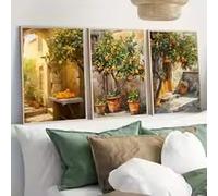 ZHUOYA Affiche sur toile style cottagecore vintage, paysage, oranger, art mural de style champêtre, décoration intérieure (80 x 160 cm x 3 / sans cadre)
