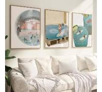 ZHUOYA Affiche sur toile style disco funky, plage et surf, impression d'art moderne et tendance, décoration murale estivale (70 x 90 x 3 cm/sans cadre)