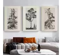 ZHUOYA Affiche vintage avec croquis d'arbre et forêt, impression sur toile, paysage antique, peinture murale, décoration d'intérieur, 70 x 110 cm, sans cadre