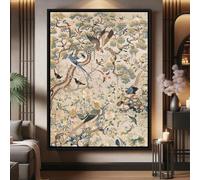 ZHUOYA Affiches d'art de style médiéval rétro imprimées « Image d'harmonie de fleurs et d'oiseaux » Peinture murale de plantes d'oiseaux tropicaux pour décoration d'intérieur 30 x 50 cm sans cadre