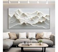 ZHUOYA Affiches d'art minimalistes modernes en relief de montagne, impressions 3D, texture blanche, paysage de montagne, peinture sur toile, décoration murale simple, 40 x 80 cm, sans cadre