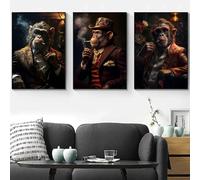 ZHUOYA Affiches d'art Portrait de singe moderne drôle singe Art mural toile peinture Art pour salon Cuadros décor 30x50cmx3 sans cadre