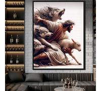 ZHUOYA Affiches de la Sainte Croyance Religieuse, Dieu Jésus et le Saint-Esprit, Impression Sacré-Cœur, Jésus, Berger, Peinture sur Toile, Salon, Maison, 55x110cm, Sans Cadre