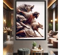 ZHUOYA Affiches de la Sainte Croyance Religieuse, Dieu Jésus et le Saint-Esprit, Impression sur Toile du Sacré-Cœur, Jésus Berger, Décoration de Chambre (65x130cm / Sans Cadre)