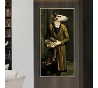 ZHUOYA Affiches et estampes vintage de la Comtesse des Chèvres, animaux en costume, peintures sur toile à accrocher au mur, décoration murale nordique (65 x 130 cm/sans cadre)