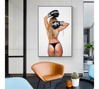 ZHUOYA Affiches et impressions d'art sportif sur toile, peinture décorative murale, image de boxeuse sexy pour salle de sport ou décoration intérieure (70 * 100X2CM/cadre)