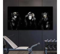 ZHUOYA Affiches et impressions grand format d'animaux, toiles et tableaux représentant des singes drôles et sombres, pour la décoration du salon (70 x 140 cm, sans cadre).