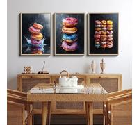 ZHUOYA Affiches et impressions sur toile de pain et de beignets colorés, décoration murale HD pour salon (30x50cmx3/sans cadre)