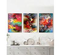 ZHUOYA Affiches et impressions sur toile représentant un nuage gris et jaune abstrait, style art moderne, décoration murale pour la chambre (60 x 80 x 3 cm/Toile tendue sur châssis)