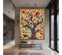 ZHUOYA Arbre de Vie Indien Vintage Art Populaire Arbre en Fleurs Affiche Bohème Impression sur Toile Peinture Décoration Studio d'Atelier Salon (40x60cm/Sans Cadre)