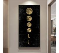 ZHUOYA Art mural phase de lune or noir affiches esthétiques sur toile impressions d'art peinture abstraite photo murale pour décor de salon 60x120 cm sans cadre