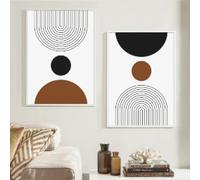 ZHUOYA Boho Abstrait Géométrique Ligne Affiches Mur Art Toile Peinture Impression Photos pour Salon Intérieur Moderne Décoration de La Maison 50x70cmx2 Sans Cadre
