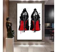 ZHUOYA Chaussures à talons hauts noires et rouges, toile, affiches et impressions de luxe, talons hauts rouges, images d'art mural, décoration de salon, 30x50cm, sans cadre